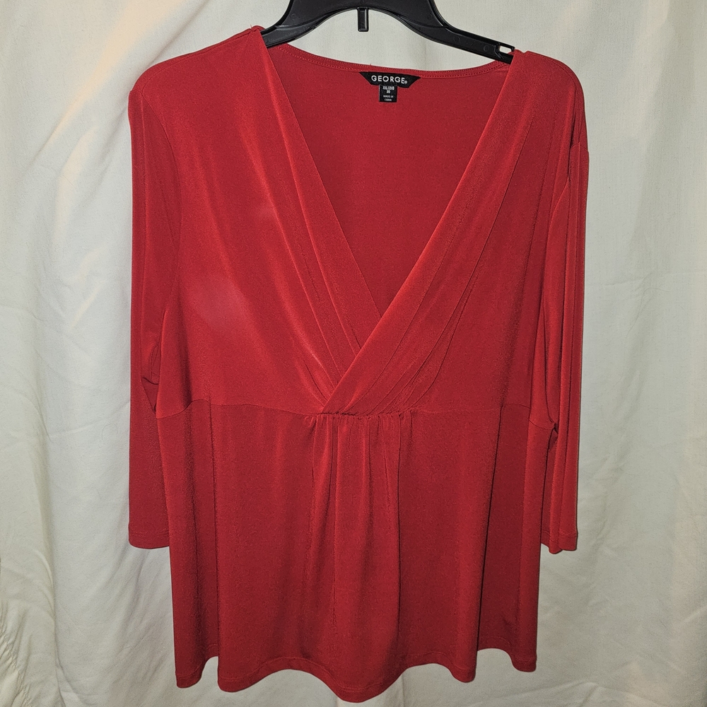 George Red Wrap-Style Blouse